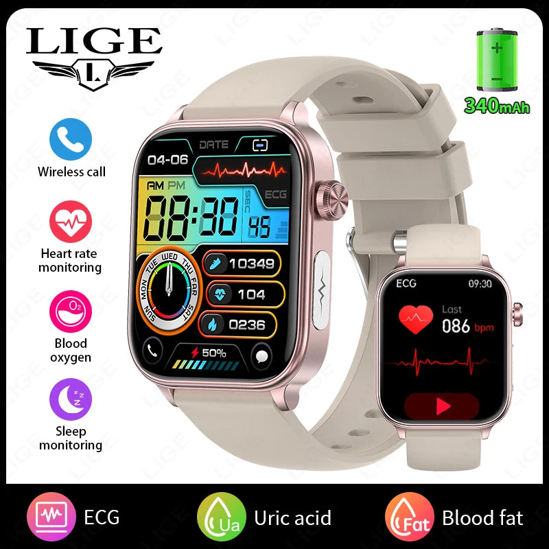2026 New ECG+PPG Smart Watch Women Heart Rate Blood Lipid Uric Acid Women Menstrual Health Tracker Smartwatches For Android iOS