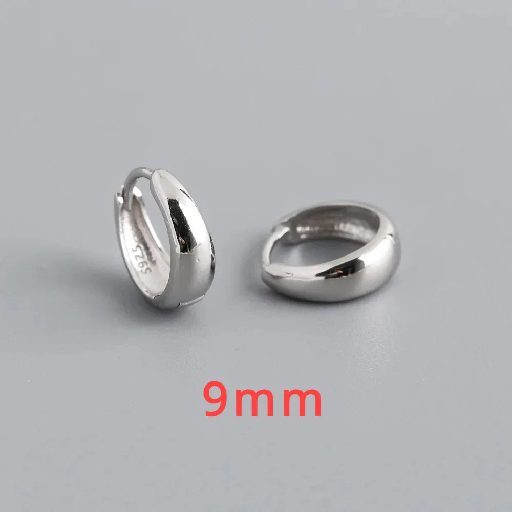 INZATT 100% 925 Sterling Silver 18K 6/7/8/9/10mm Round Hoop Earrings for Women Classic Fine Jewelry Minimalist Accessories