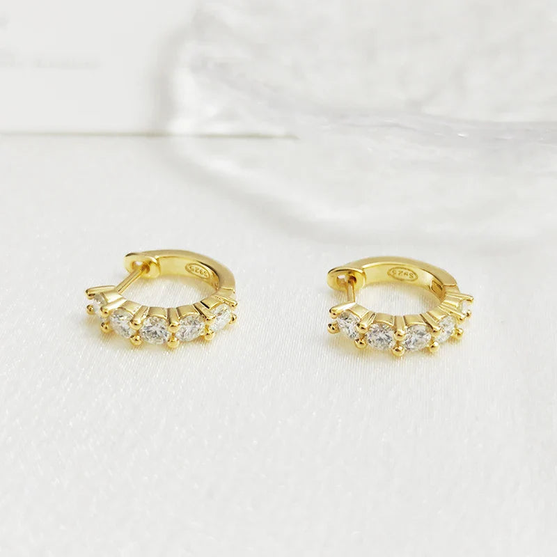 NeeTim 3mm D Color Moissanite Earrings 925 Sterling Silver Plated White Gold Hoop Earring for Women Wedding Party Fine Jewelry
