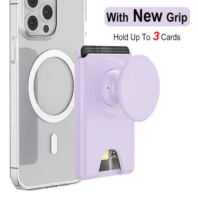 Grippopso Universal Magnetic Wallet With Expanding Phone Grip,Phone Card Holder Solid SocketWallet For IPhone Samsung Wallets