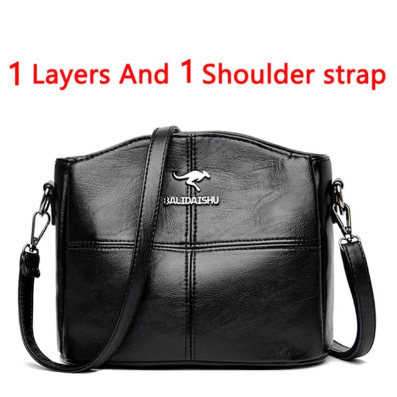 Soft Leather Handbags Women Bags Designer 3 Layers Shoulder Crossbody