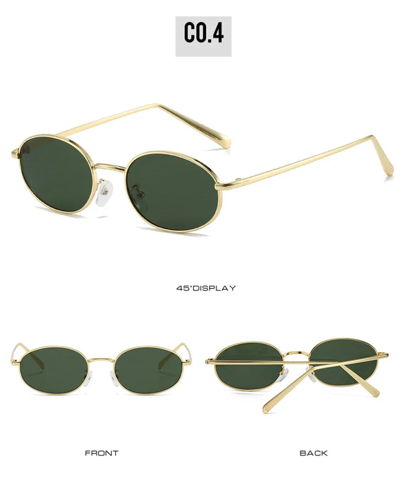 SHAUNA Retro Small Oval Metal Frame Women Sunglasses UV400 Men Punk Sun Glasses