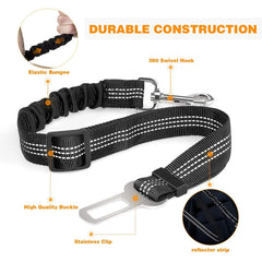 Pet Dog Car Seat Belt Retractable Buffer Elastic Reflective Safety Traction Rope Dog