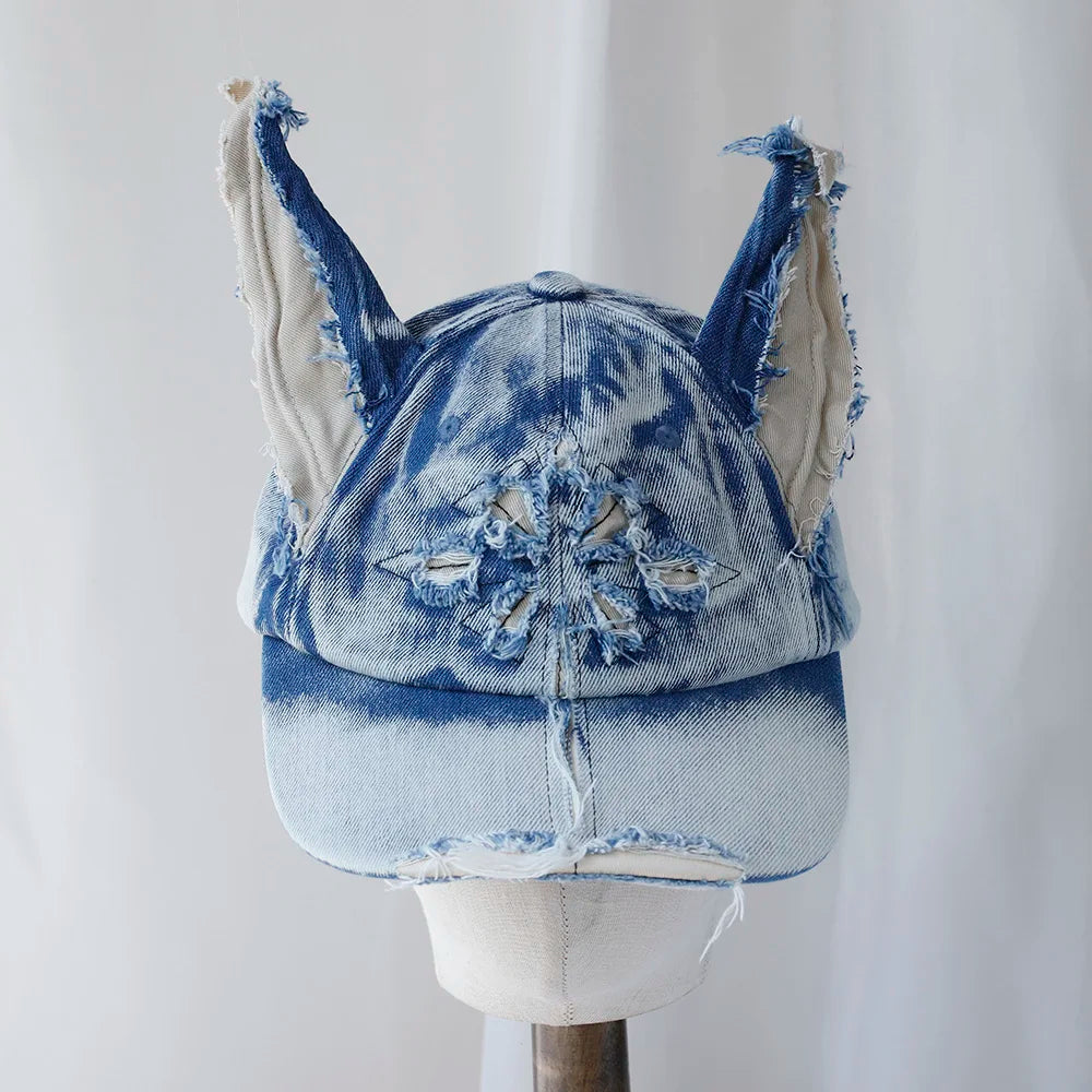 NEW Designer y2k wasteland style personalized cowboy perforated baseball cap women's three-dimensional ears street duckbill cap