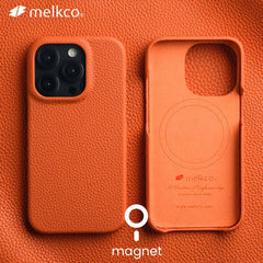 Melkco Premium Genuine Leather Case for iPhone 16 15 Pro Max Plus Magnetic Luxury Fashion Business Natural Cowhide Phone Cover