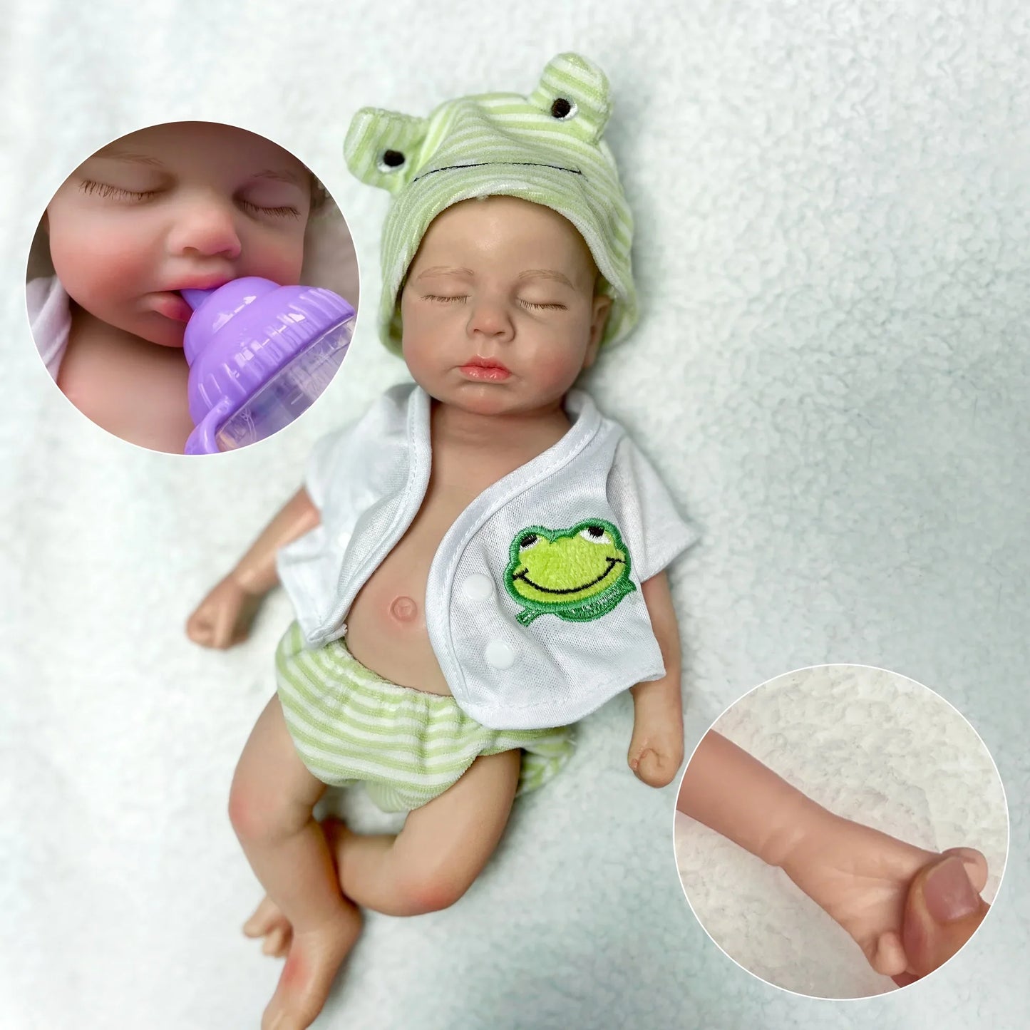 33cm Can Open Mouth Solid Silicone LouLou Bebe Reborn Girl and Boy Lifelike Reborn Dolls Muñecas Reborn Toy Corpo De Silicone
