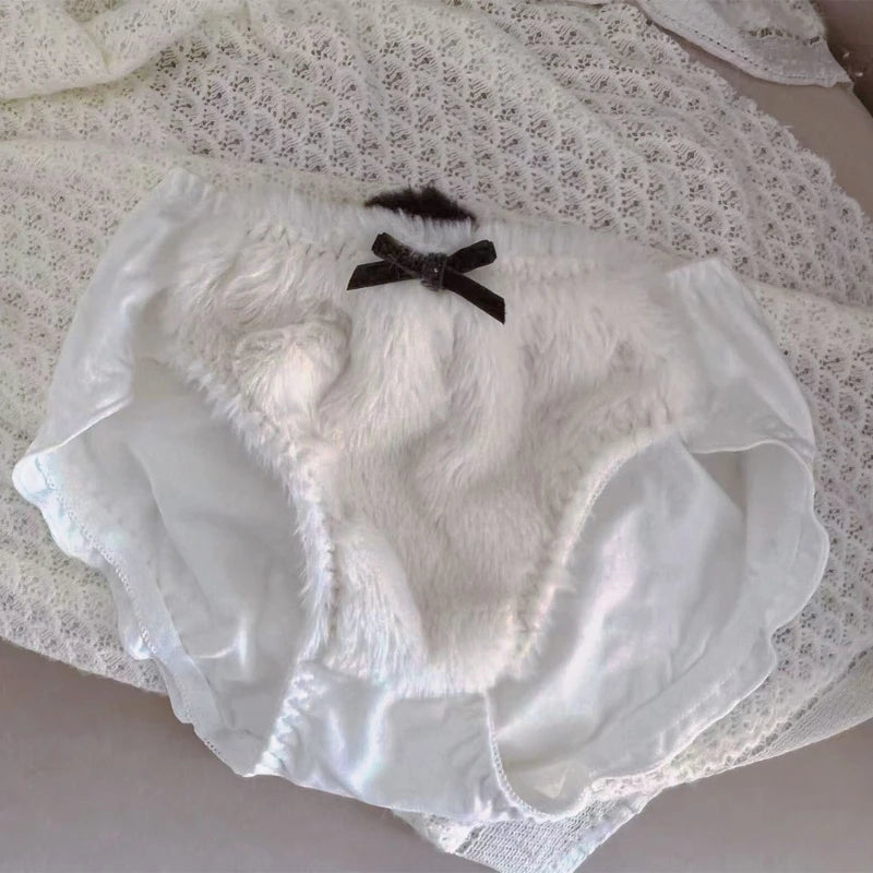 Womens Anime Cartoon Panda Plush Bra and Panty Set without Underwire Furry