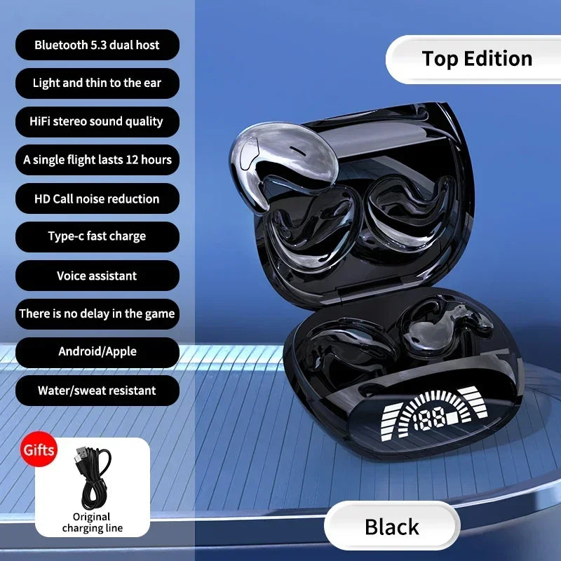 Sleep Invisible Stereo Headset IPX5 Waterproof Wireless Bluetooth Earphone Earbuds with Mic for Phone Bluetooth 5.3 Headphones