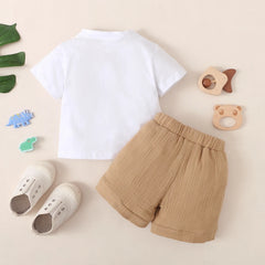 2PCS Infant Baby Boy Clothes Set White Short Sleeves T-shirt Shorts  Summer Daily Casual Outfit for Toddler Boy 3-24 Months