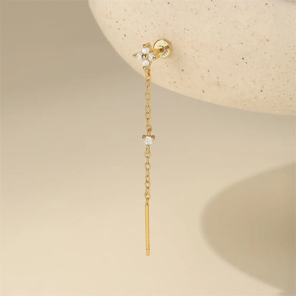 Aide 925 Sterling Silver Long Chain Tassel Baroque Irregular Pearl Dangle Earrings for Women C Shape Earrings Jewelry Pendientes