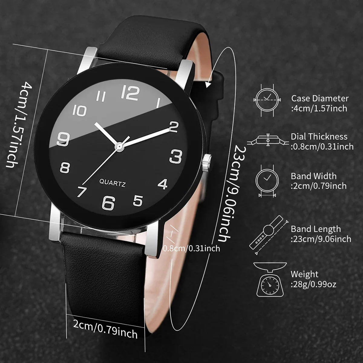 1/2PCS Fashion Couple's Watches Leather Strap Wristwatch Men Women Casual Arabic Dial Quartz Watches (Without Box)