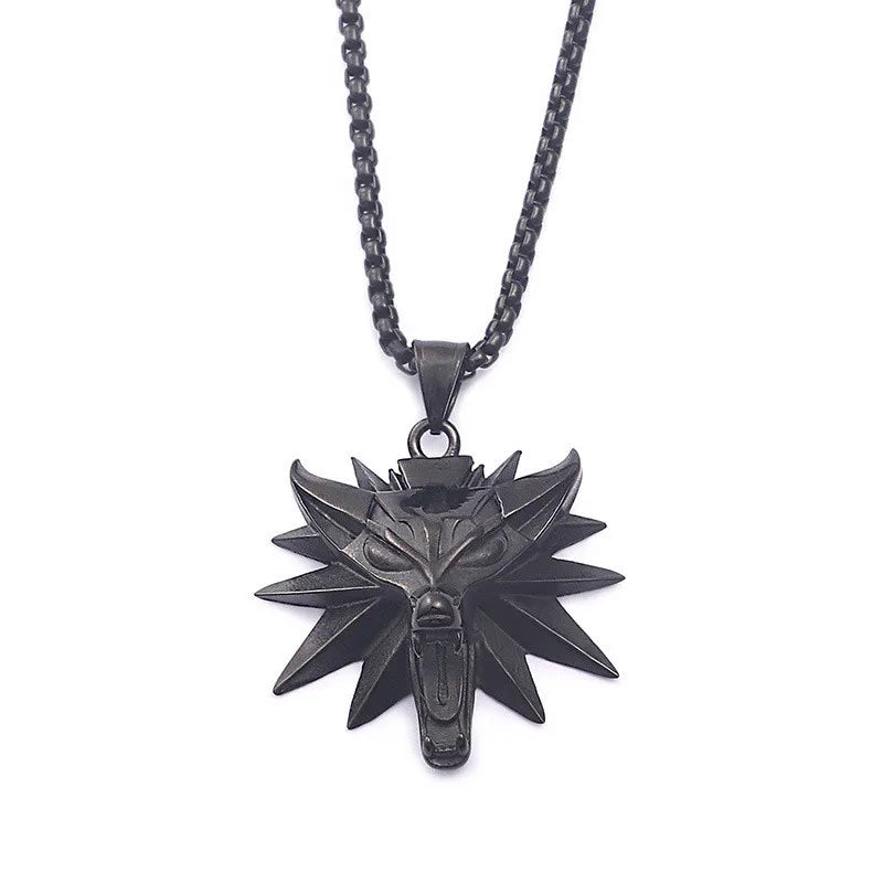 Vintage Punk Wolf Head Pendant Necklace For Men Punk Hip Hop Jewelry Geralt of Rivia Slavic Viking Necklace Dropshipping
