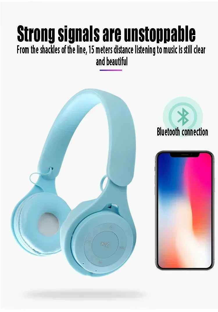 Macarone Wireless Bluetooth Headphones With Microphone Sound Insulation Gaming Earphone Hifi Bass Earbuds Blutooth5.3 Hedset