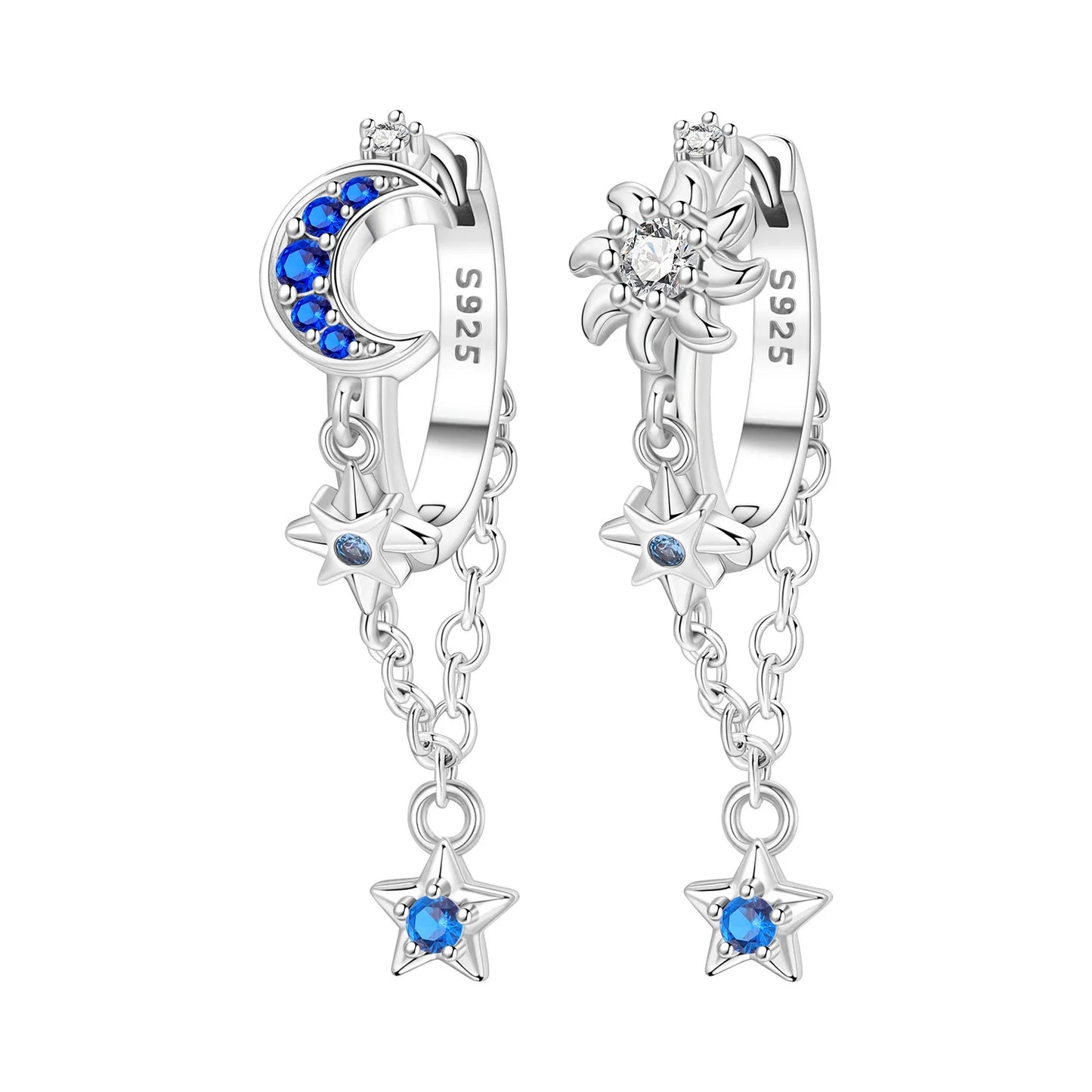 PANPOKI 925 Sterling Silver Multi Layer Starry Tassel Drop Earrings Women Earrings Charm Trend Versatile Party Jewelry Gifts