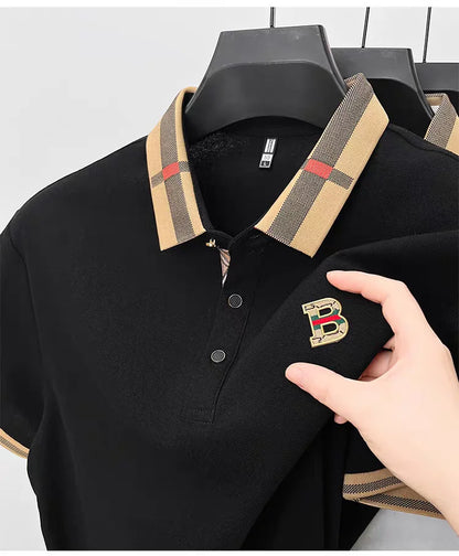 Luxury brand logo short sleeve polo shirt men summer new high-end silk cotton breathable Paul T-shirt fashion casual men's wear