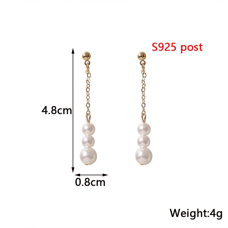 Pure White Women's Dangle Earrings Blooming Flower Acrylic Enamel Butterfly Imitation Pearl Heart Hanging Earrings Elegant brinc