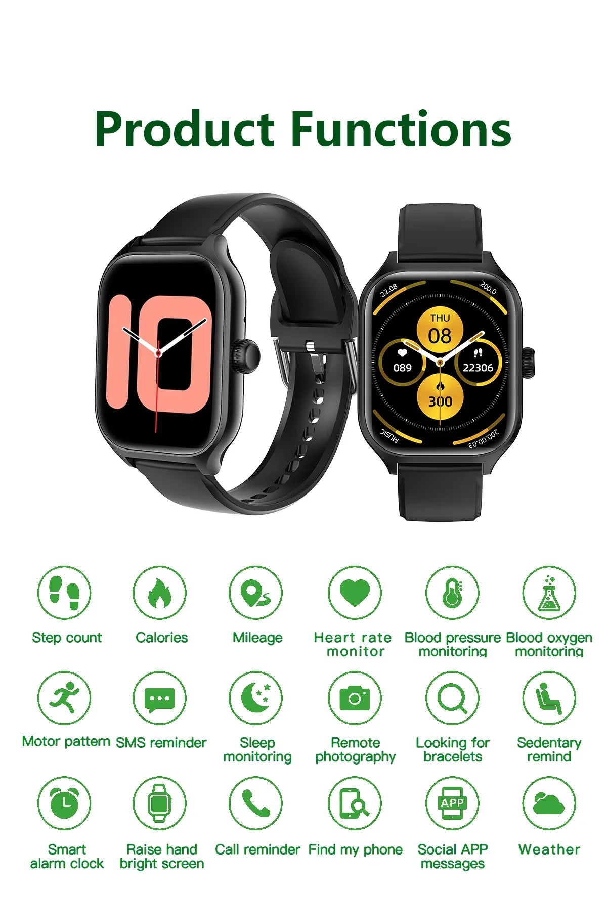 2024 Bluetooth Answer Call Smart Watch Men 1.73 inch Full Touch Fitness Tracker Waterproof Sport Smartwatch Women PK GTS4 Pro
