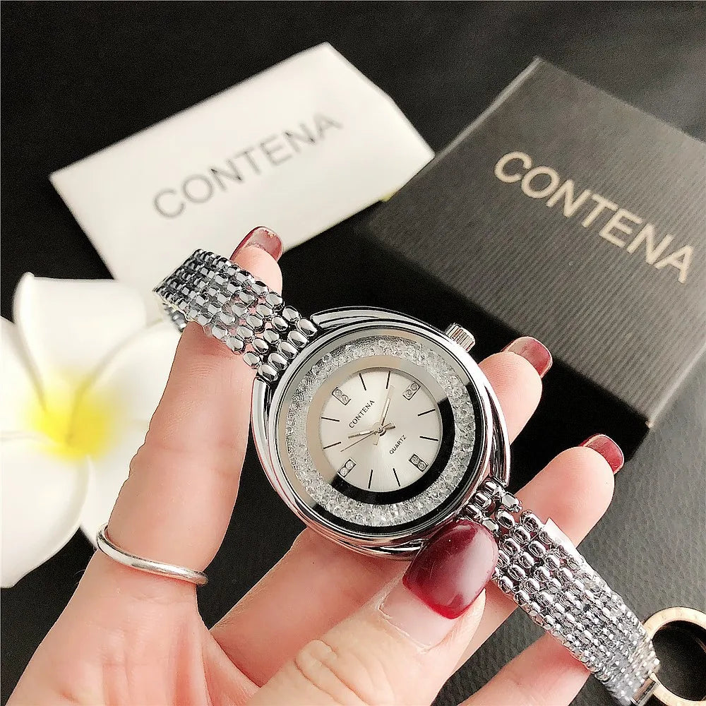 New Watch For Women High-End Luxury Stainless Steel Rhinestone Dial Wristwatch Water Resistant Woman Accesories Gifts for Women