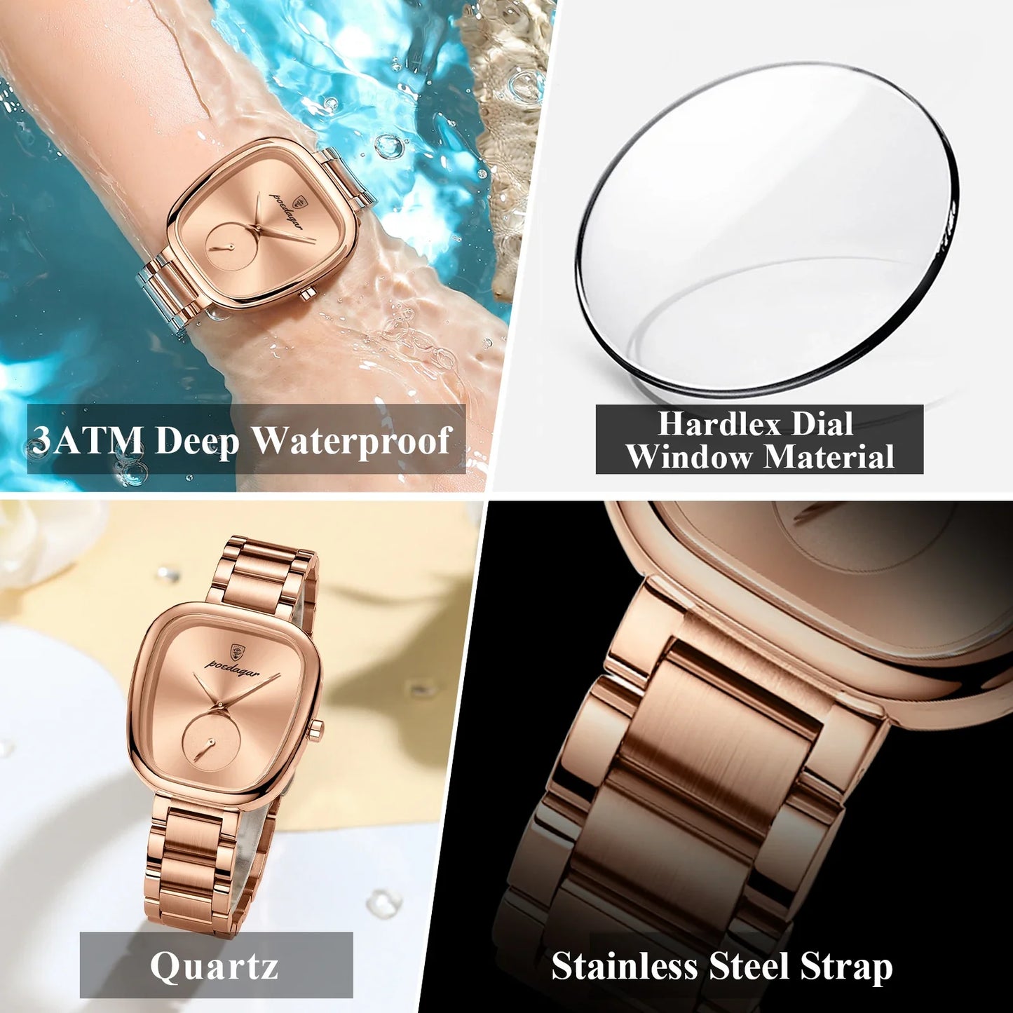 POEDAGAR Luxury Elegant Watch For Woman Waterproof Stainless Steel Quartz Women's Watches Simple High Quality Ladies Wristwatch