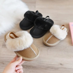 Winter Simple Japanese Woolen Elastic Band Slippers for Boys