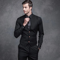 Casual Men's Two Buttons Wedding 3 Pieces Suit Stand Collar Groom Tuxedo