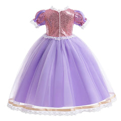 Sequined Princess Party Ball Gown for Girls Festival Halloween Cosplay Tangled