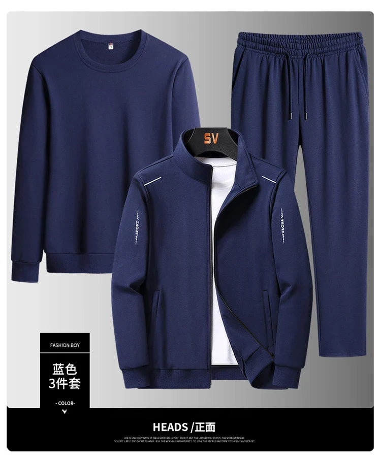 Male Casual Loose Sets Jacket+Pant+sweatshirts 3 Piece Men Set Tracksuits Men Gym Plus Size Sportswear Spring Autumn Men Sets
