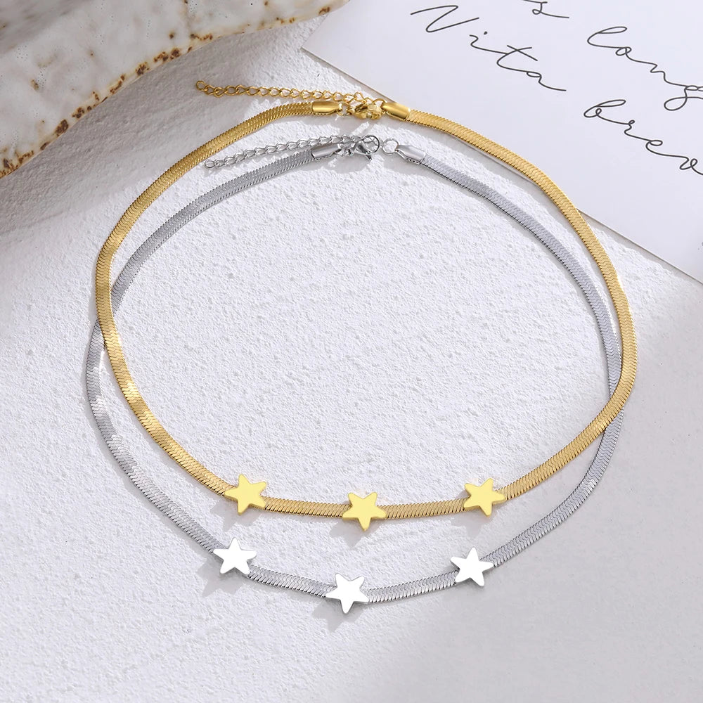 Stainless Steel Necklaces Gothic Blade Snake Chains Stars Choker Statement Light