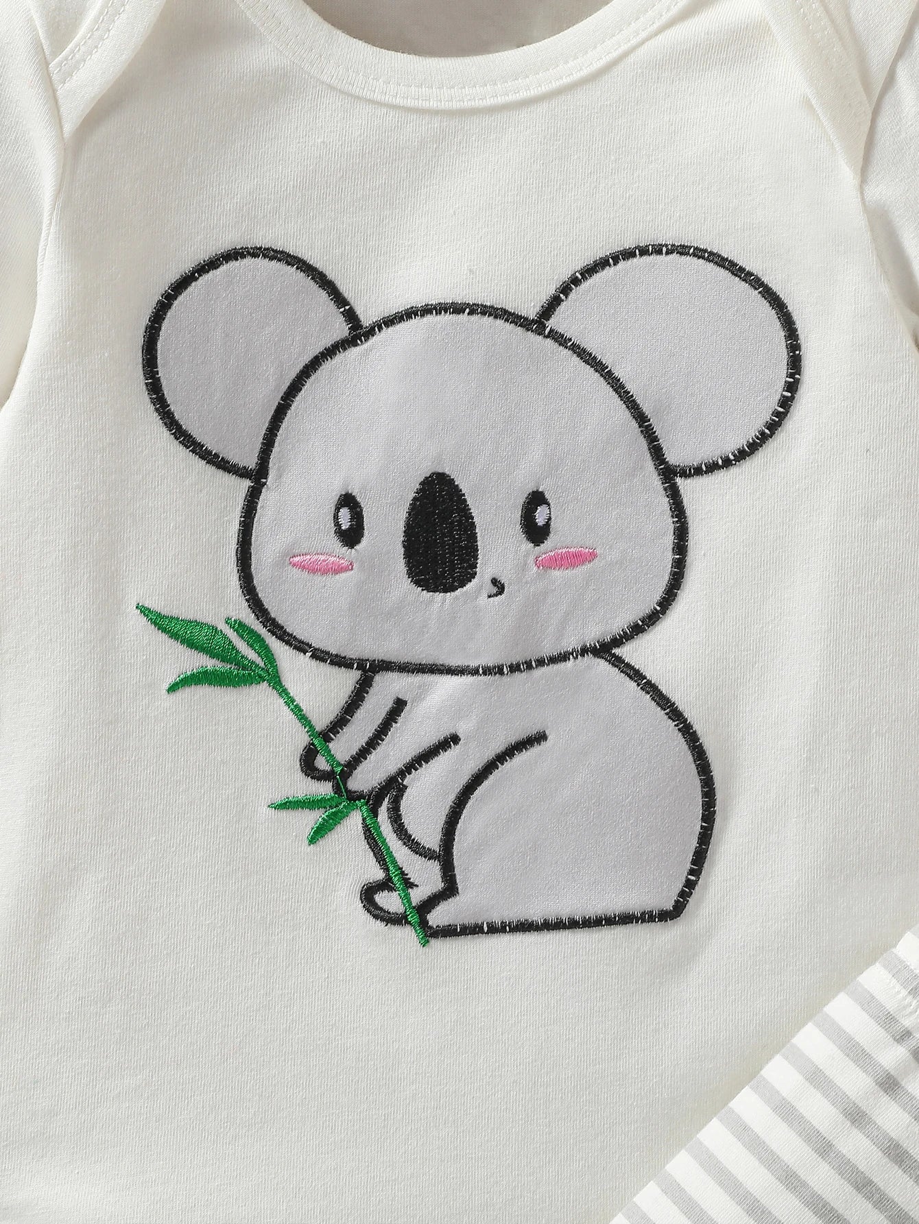 4Pcs Baby Boys Spring/Autumn Long Sleeve Cartoon Elephant Boysuit+ Stripe Trouser For Outfits Chlothing+Hat+Bib+Gloves