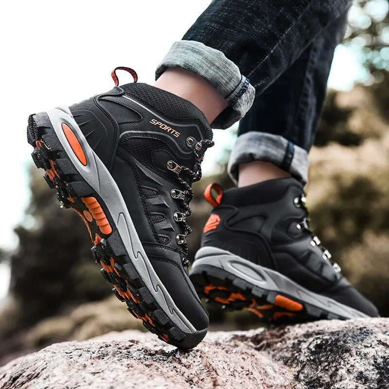 Men's Waterproof Leather Hiking Work Boots Non-Slip Lightweight Military Combat