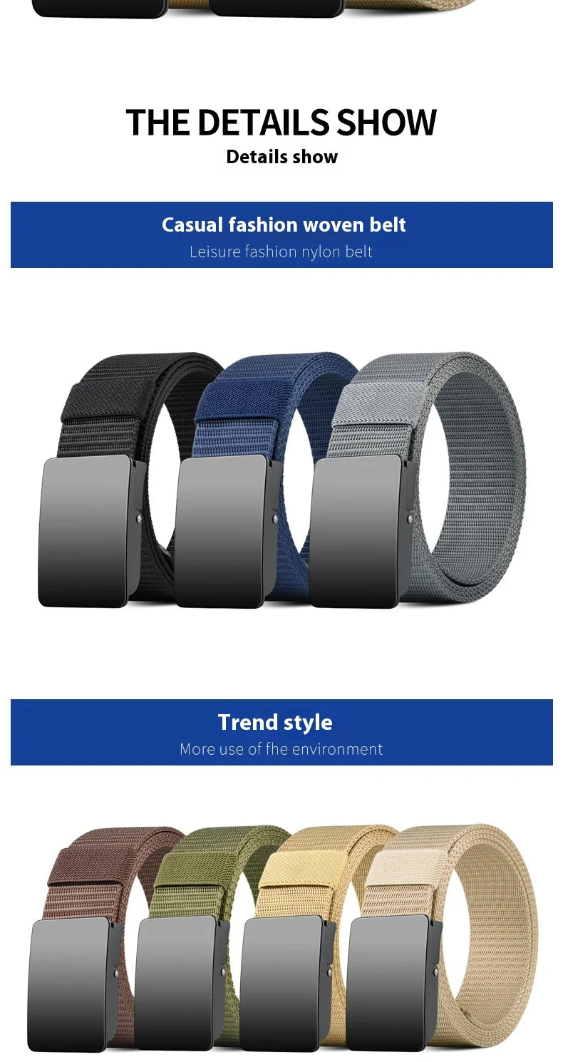 Unisex Canvas Belt Tweed Plaid Casual Polyester Four Seasons Universal Double Color Tweed Plaid Polyester Leisure Belt