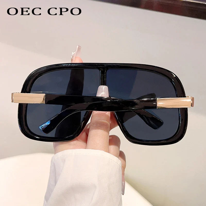 New Big Frame Sunglasses Women Men Luxury Goggle One Piece Sun Glasses Female Vintage Brand Designer Punk Shades UV400 Eyewear