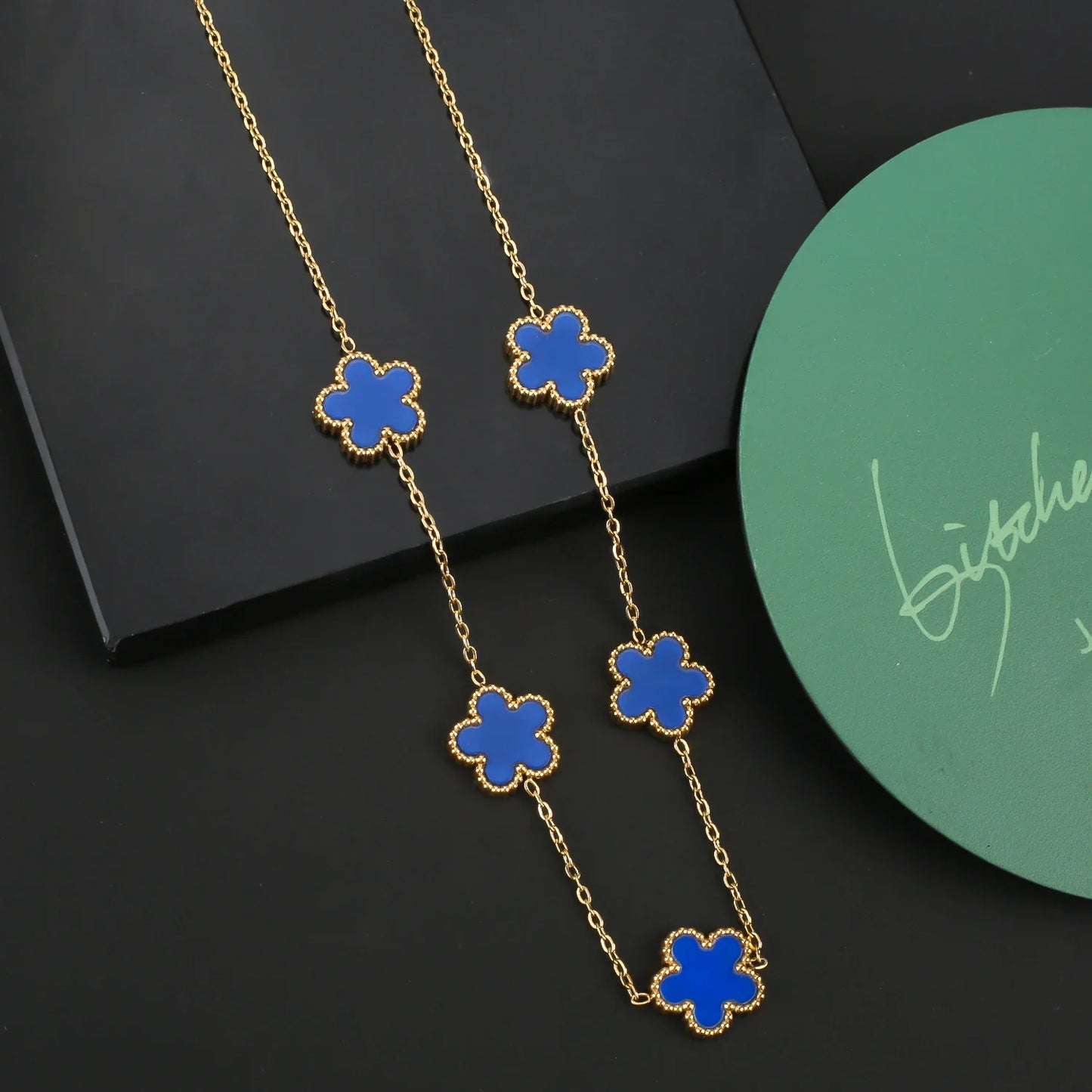 INS Hot Sale Stainless Steel Five Laef Flower Clover Bracelet Jewelry Set Necklace Earrings For Woman Daily Wear Brand Jewelry