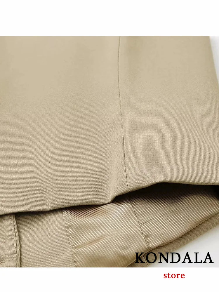 Khaki Office Lady Suit V-Neck Single Button Sleeveless Vest High Waist Long Straight Pants