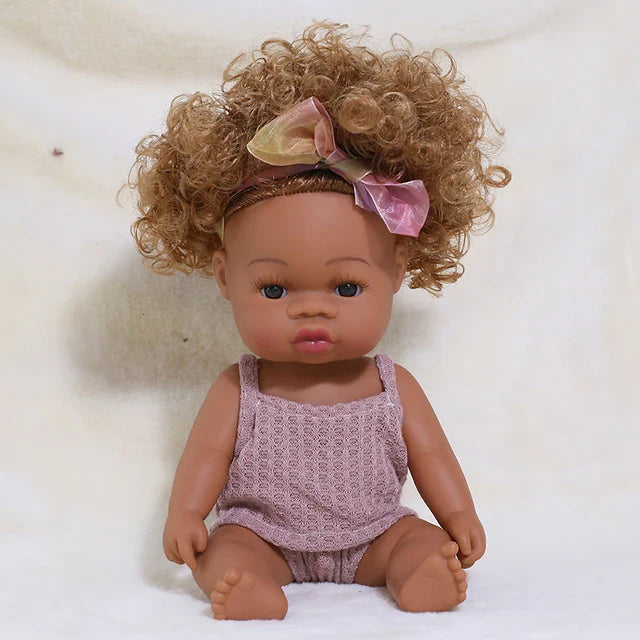 14inch Full Body Vinyl Bebe Reborn Dolls Soft Lifelike Baby Toys American Reborn Black Baby Doll Vinyl Baby Doll Toys Girls Boys