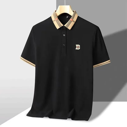 Luxury brand logo short sleeve polo shirt men summer new high-end silk cotton breathable Paul T-shirt fashion casual men's wear