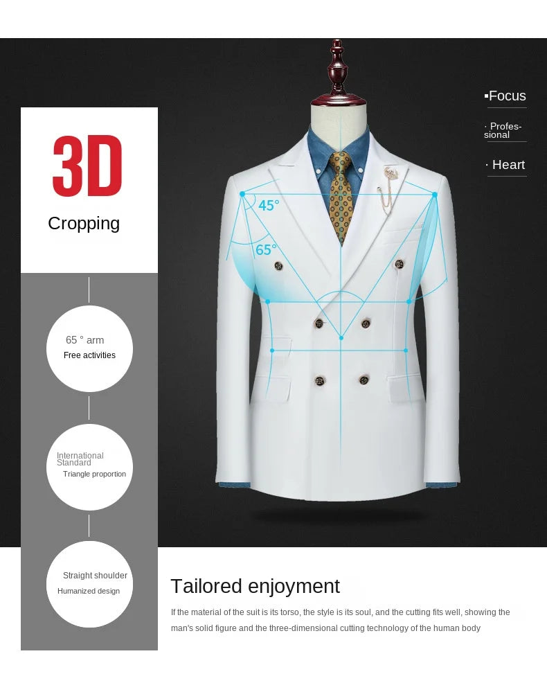 Tuxedo for Mens: Men's Three-Piece Suit Set with Jacket and Pants - Ideal for Weddings