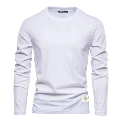 100% Cotton Long Sleeve T Shirt For Men Solid Spring Casual Mens T-shirts High Quality Male Tops Classic Clothes Men's T-shirts