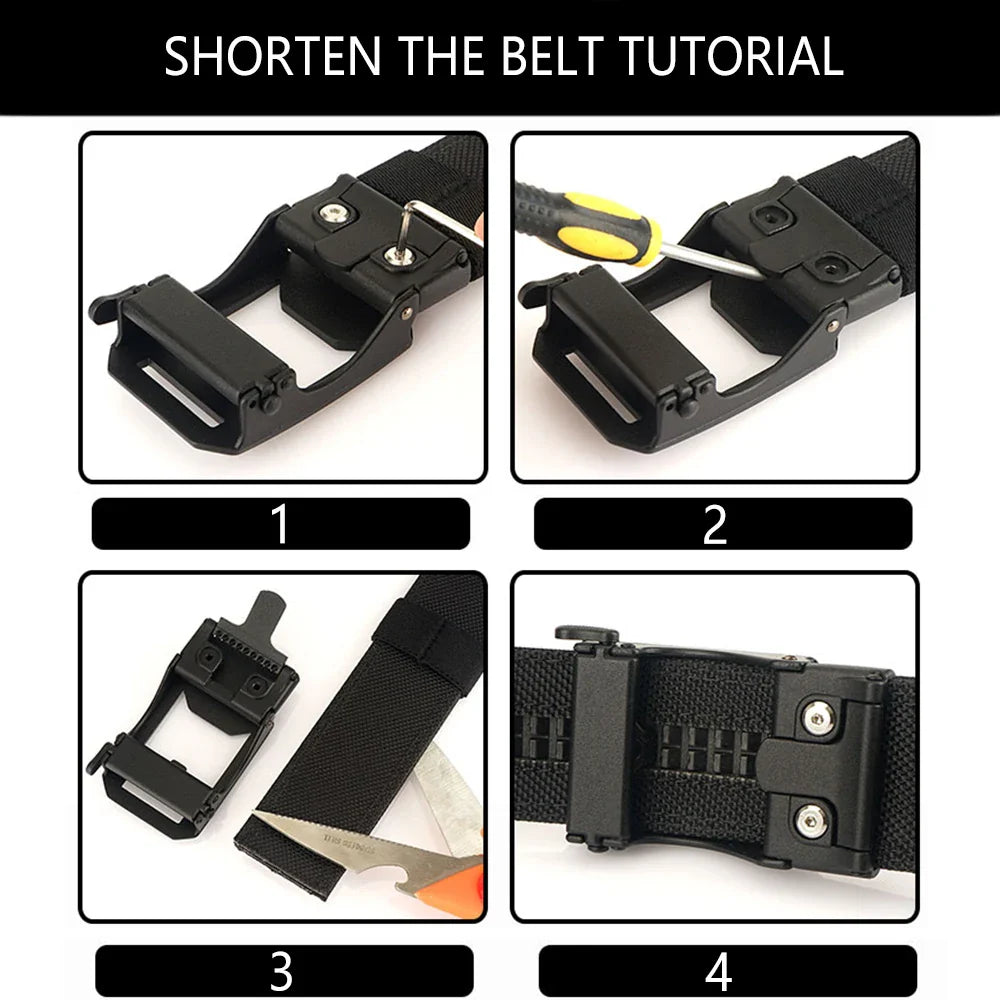 TUSHI New Men's Military Tactical Belt Tight Sturdy Nylon Heavy Duty Hard Belt for Male Outdoor Casual Belt Automatic Waistband