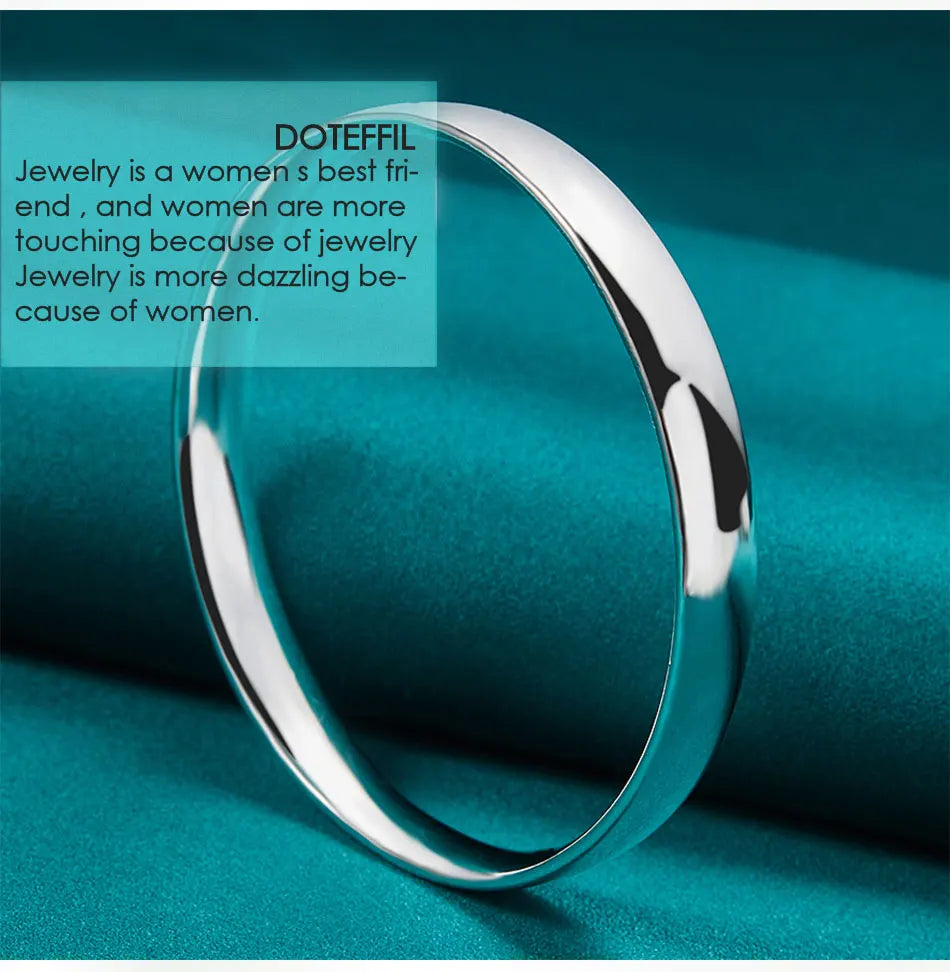 DOTEFFIL 925 Sterling Silver 10mm Smooth Solid Bracelet Bangles For Women Men Wedding Engagement Party Jewelry