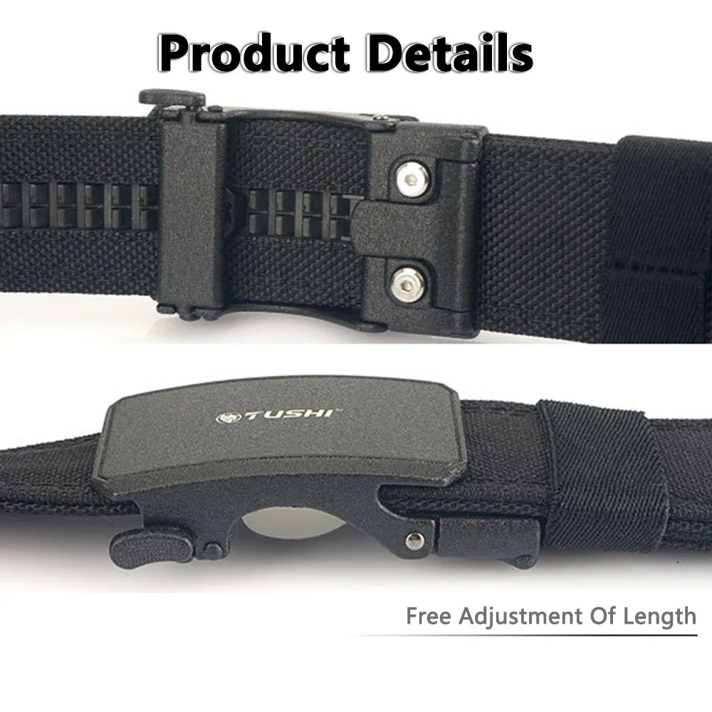 TUSHI Automatic Buckle Comfortable Nylon Military Gun Belt Outdoor Hunting Multifunctional IPSC Tactical Canvas Belt Men Belt