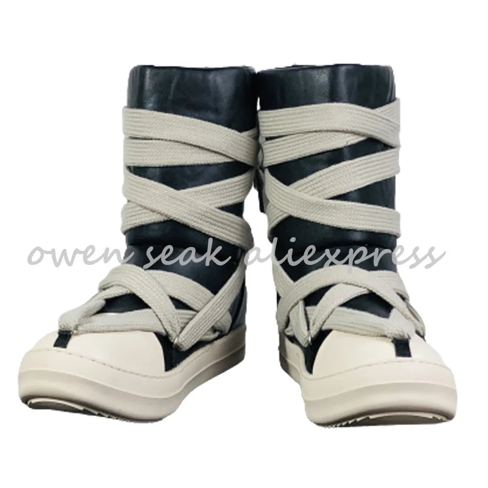 Owen Seak Women Snow Boots High-TOP Sneakers Men PU Leather Luxury Trainers