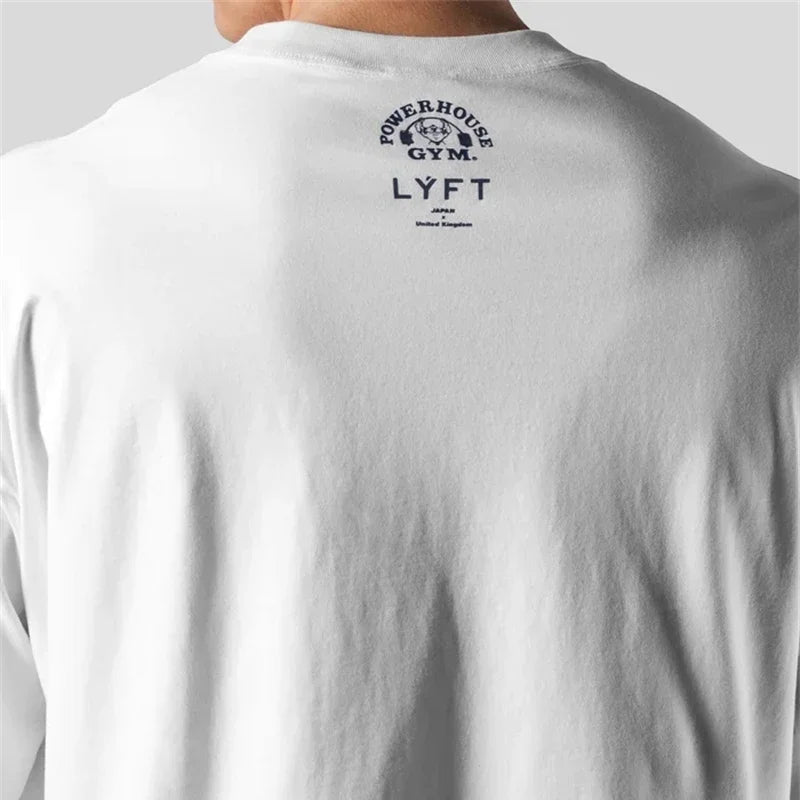 Men Running Sports Cotton T-shirt Gym Fitness Bodybuilding Loose Print Shirt Summer Male Jogging Training Tee Tops