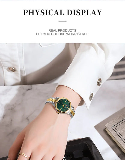 CURREN-Women's Simple Dial Wristwatch, Elegant and Charming Bracelet Quart Watches for Lady, Fashion Brand