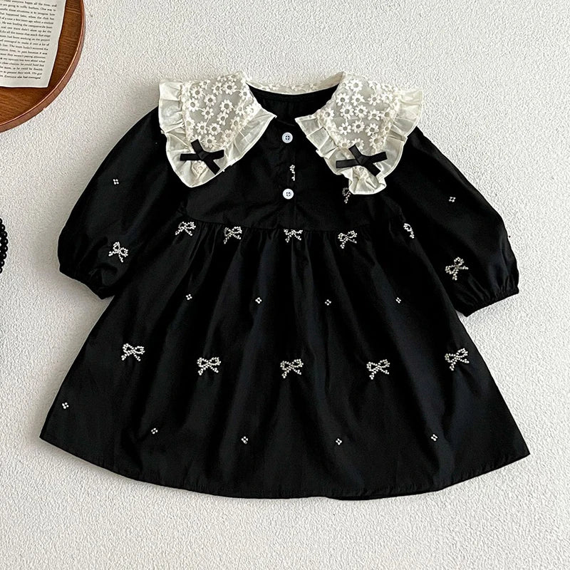 Kids Baby Girls Long Sleeve Sweet Embroider Sisters Rompers