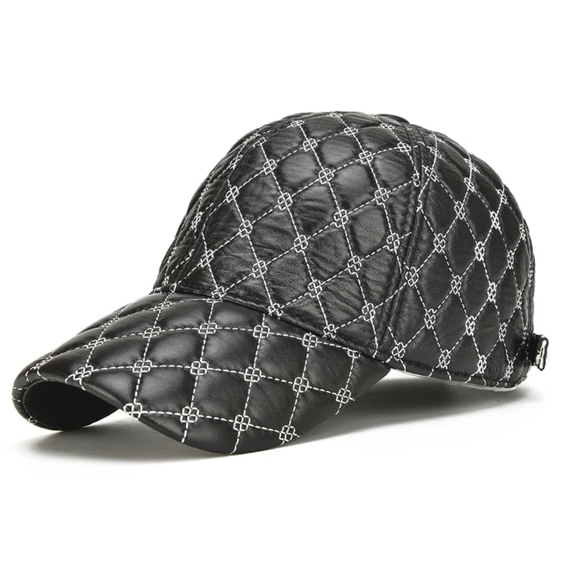 2026 Spring Genuine Sheepskin Leather 55-61CM Black Baseball Caps For Man Casual Street Gf Gorras Dad Hat