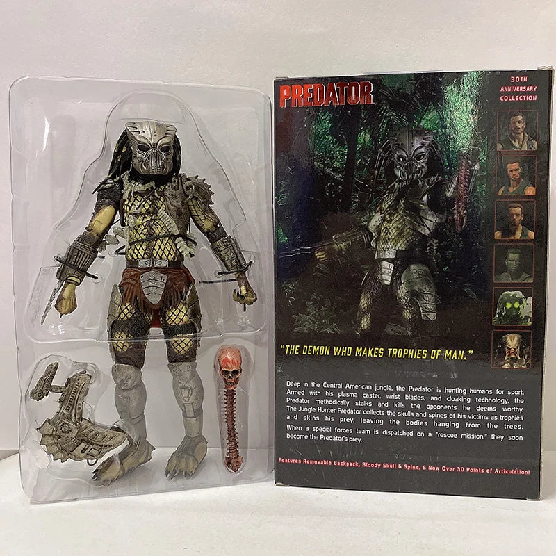 Aliens vs Predator Jungle Demon Predator Hunter Unmasked Masked Action Figure 30th Anniversary Model Toys Desktop Decoration