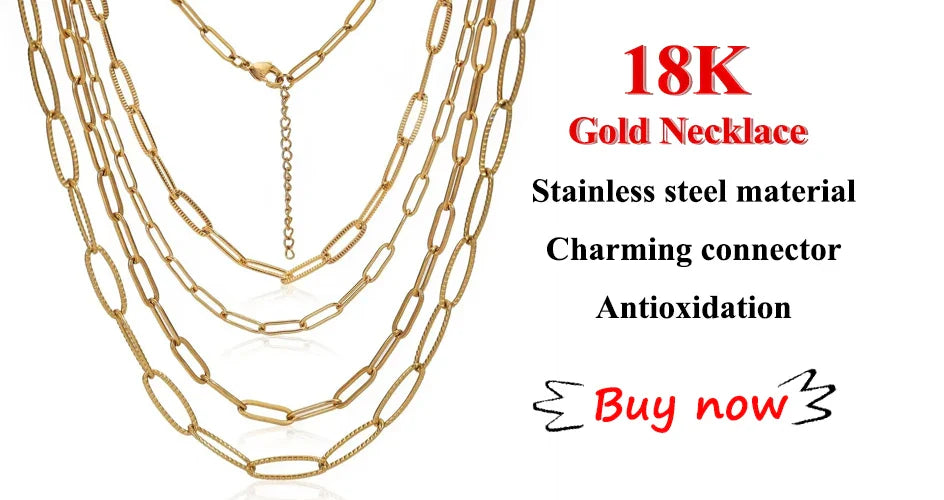 5pcs Stainless Steel Bead Chain Cuba Cross O Ripple Chain Necklace Plated Gold 45CM Adjustable Chain Lobster Clasp DIY Necklace