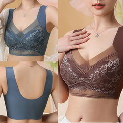 Women Large Push Up Ice Silk Seamless upper Bralette Lace Wireless