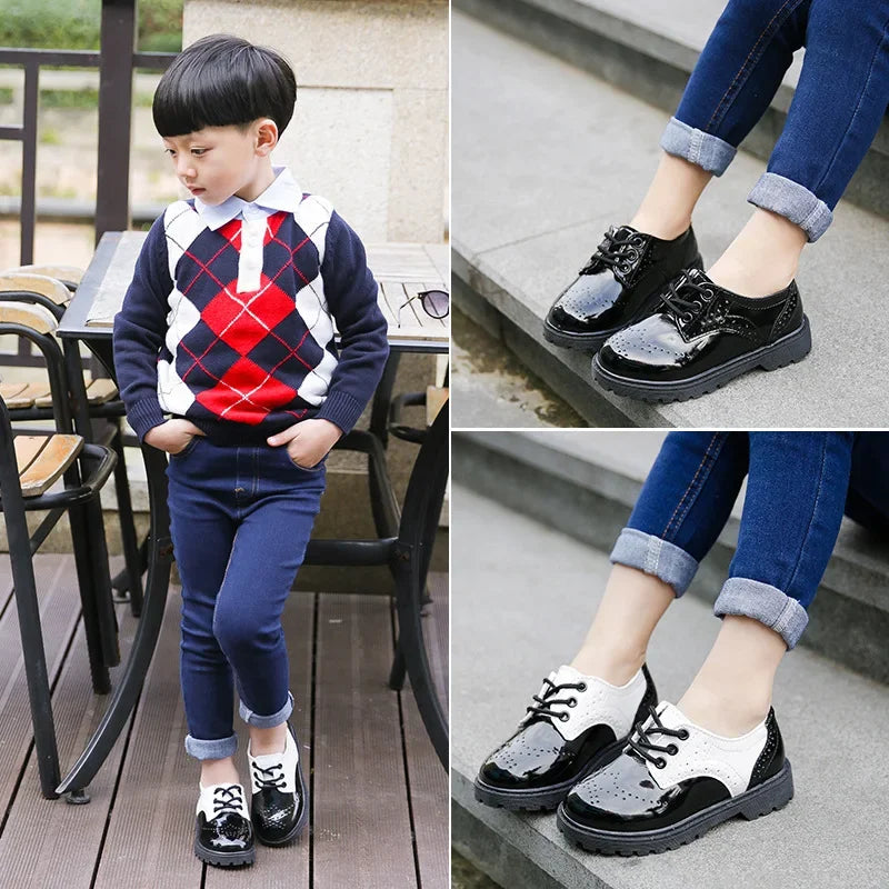 Boys Leather Shoes for Party Wedding Black Kids Formal Shoes Fashion Soft School